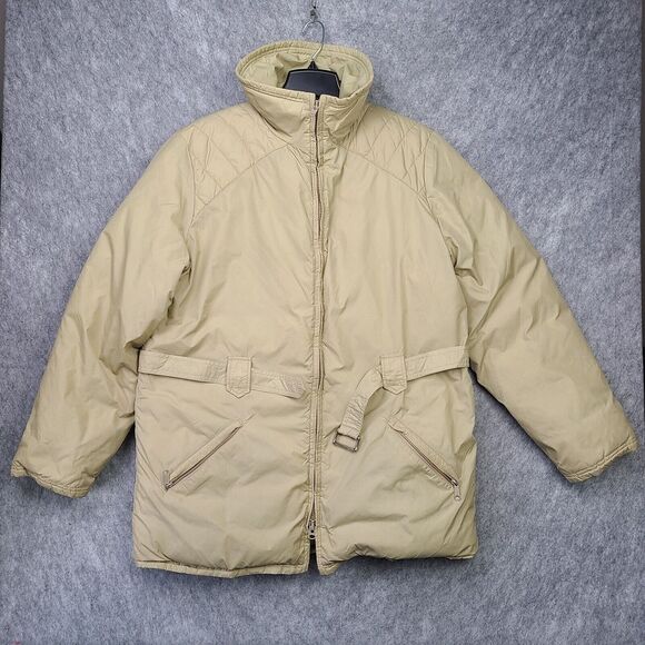 Vintage‎ Eddie Bauer Goose Down Coat Women Large Beige Quilted Ski Parka Jacket - Picture 1 of 8